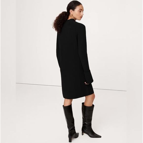 BANANA REPUBLIC Cotton-Wool Mock Neck Sweater Dress Black NWT Sz M $180 {201} - Picture 2 of 5